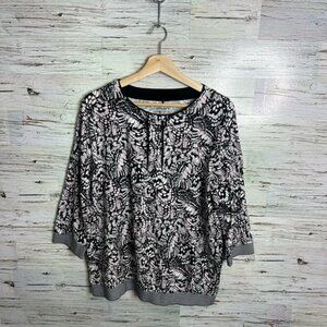 Olsen Clara relaxed fit Black and White 3/4 Sleeve top size large